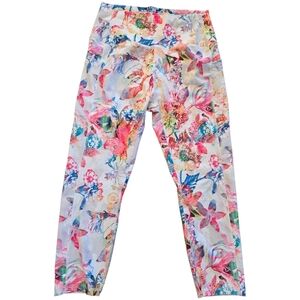RBX Printed Workout Leggings L Colorful Floral Activewear